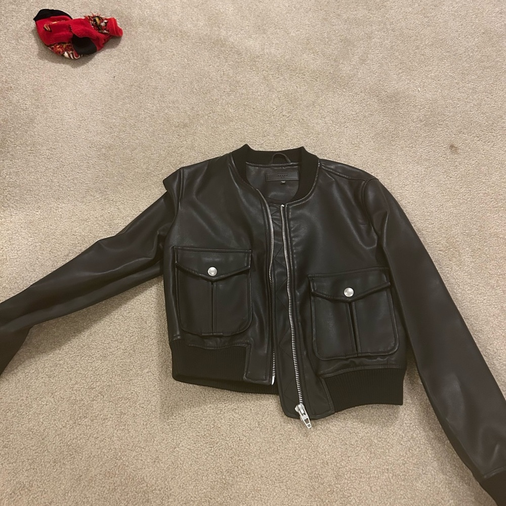 Blank NYC Black Leather Jacket with Silver Accents